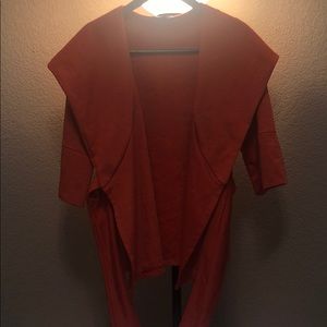 Burnt orange suede Sweater jacket with hoodie